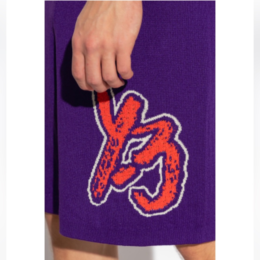 NWT Y-3 Yohji Yamamoto Knit Logo Shorts in Purple - Picture 14 of 14